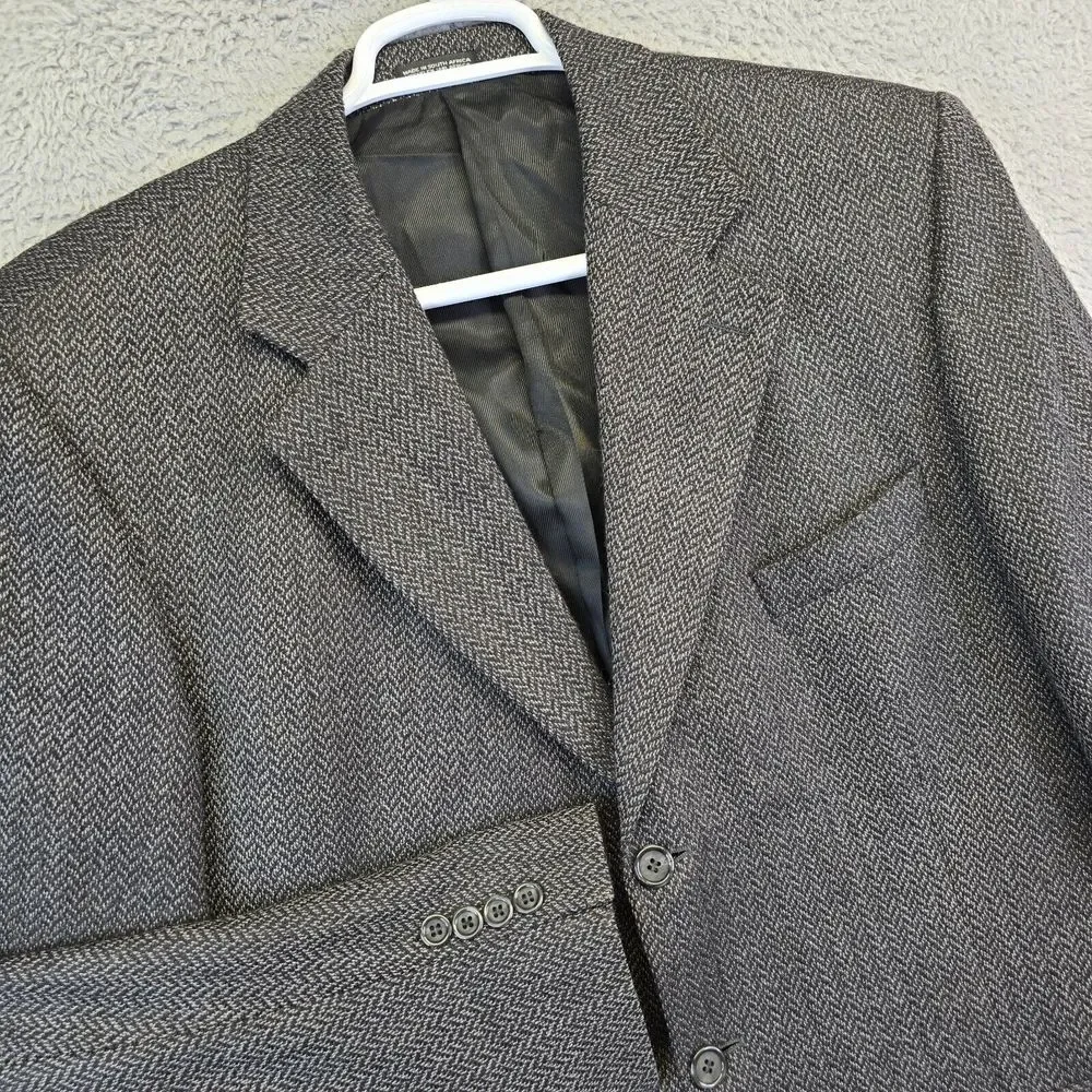 Stafford Sport Coat Mens 46‎ Wool Cashmere Herringbone Tweed Blazer Suit Jacket
